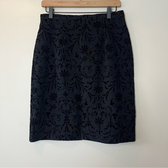 Jillian Jones Black Paisley Print Embossed Pencil Skirt 10 - Picture 1 of 7